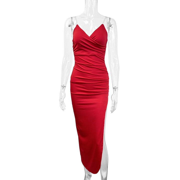 Damen Elegantes Maxikleid mit seitlichem Schlitz und feinen Trägern Lisslune