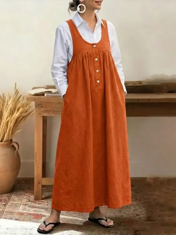 Women's maxi dress with button and pocket details Lisslune