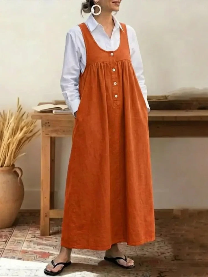Women's maxi dress with button and pocket details Lisslune
