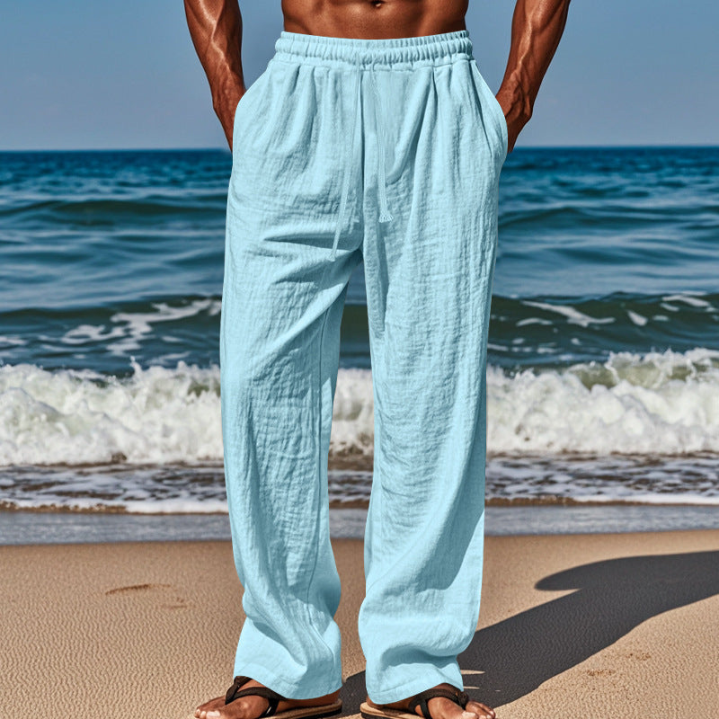 Men's airy summer cargo pants with elastic waistband and practical side pockets Lisslune