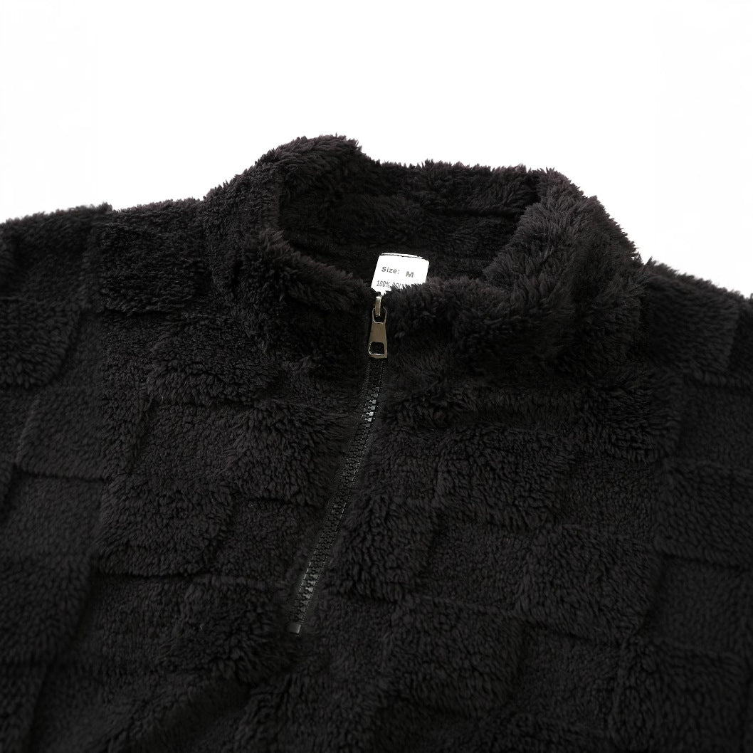 Men's fleece pullover with zipper and textured design Lisslune