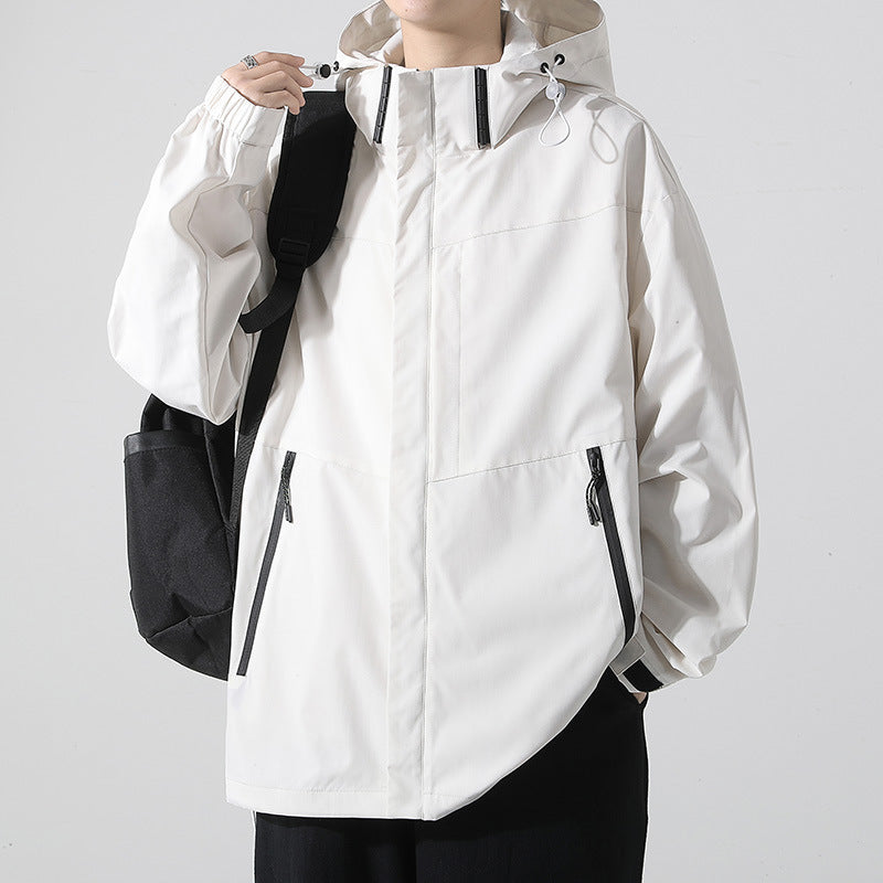 Men's Waterproof Transition Jacket with Adjustable Hood Collar and Practical Pockets Lisslune
