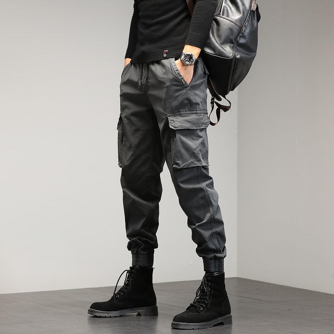 Men's cargo pants with elastic waistband and practical side pockets Lisslune