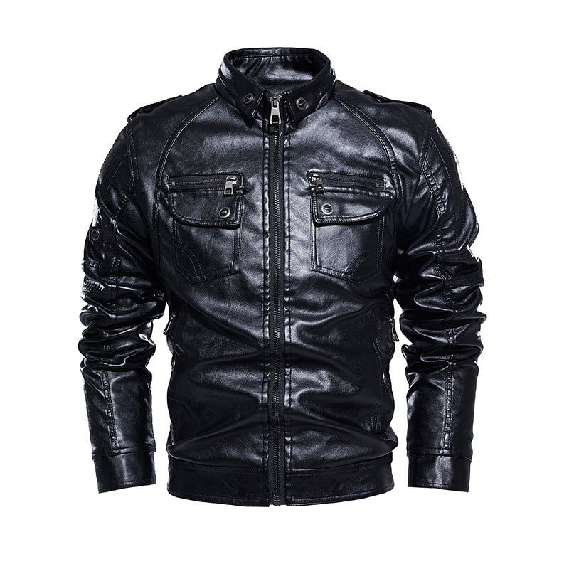 Men's Casual Leather Jacket with Numerous Pockets Lisslune