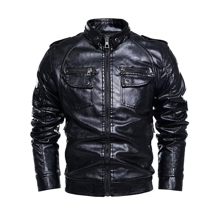 Men's Casual Leather Jacket with Numerous Pockets Lisslune