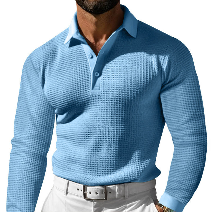 Men's stylish long sleeve shirt with textured design and modern button placket Lisslune