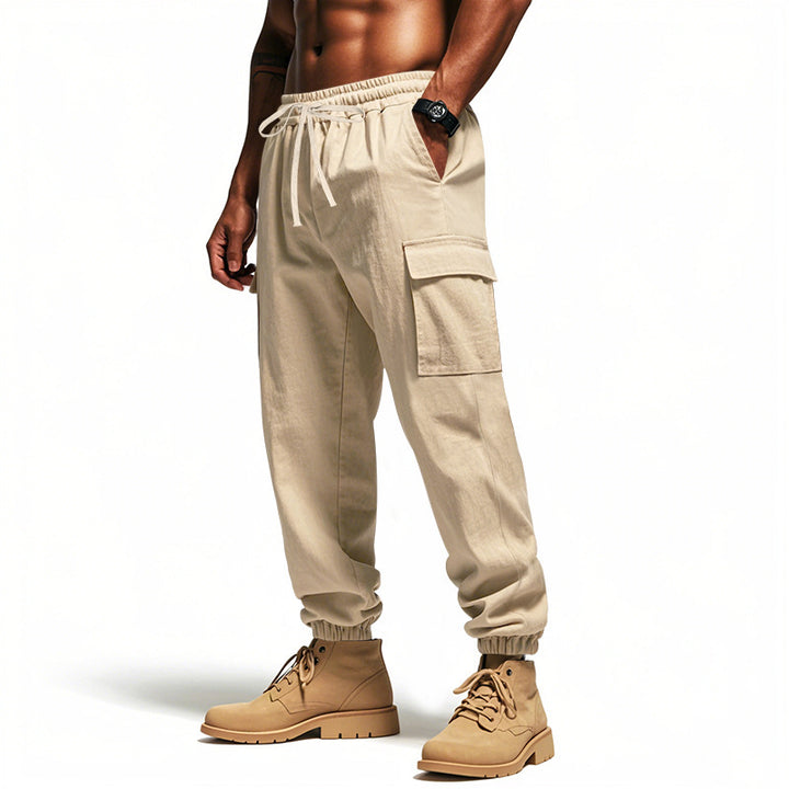 Men's cargo pants with elastic waistband and practical side pockets Lisslune 1760050836