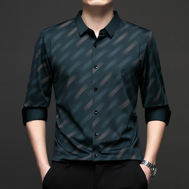 Men's modern short-sleeve shirt with stylish stripe pattern Lisslune