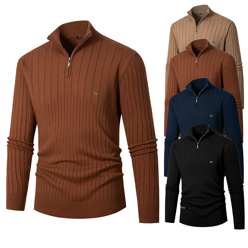 Men's pullover with modern zipper and ribbed structure Lisslune