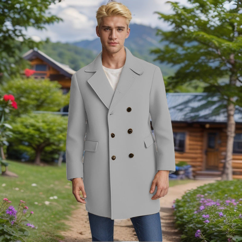 Men's elegant double-breasted coat made of soft material Lisslune