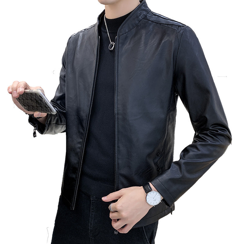 Men's artificial leather jacket with minimalist design and practical pockets Lisslune