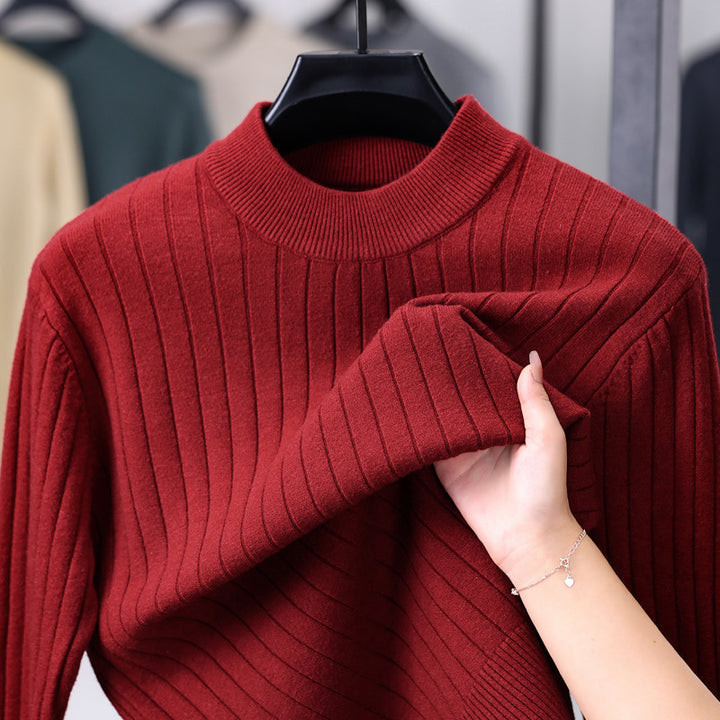 Men's knit sweater with modern rib design and high collar Lisslune
