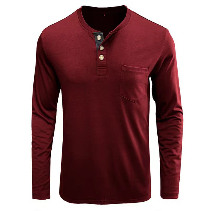 Men's fashionable long-sleeve shirt with button placket and chest pocket Lisslune