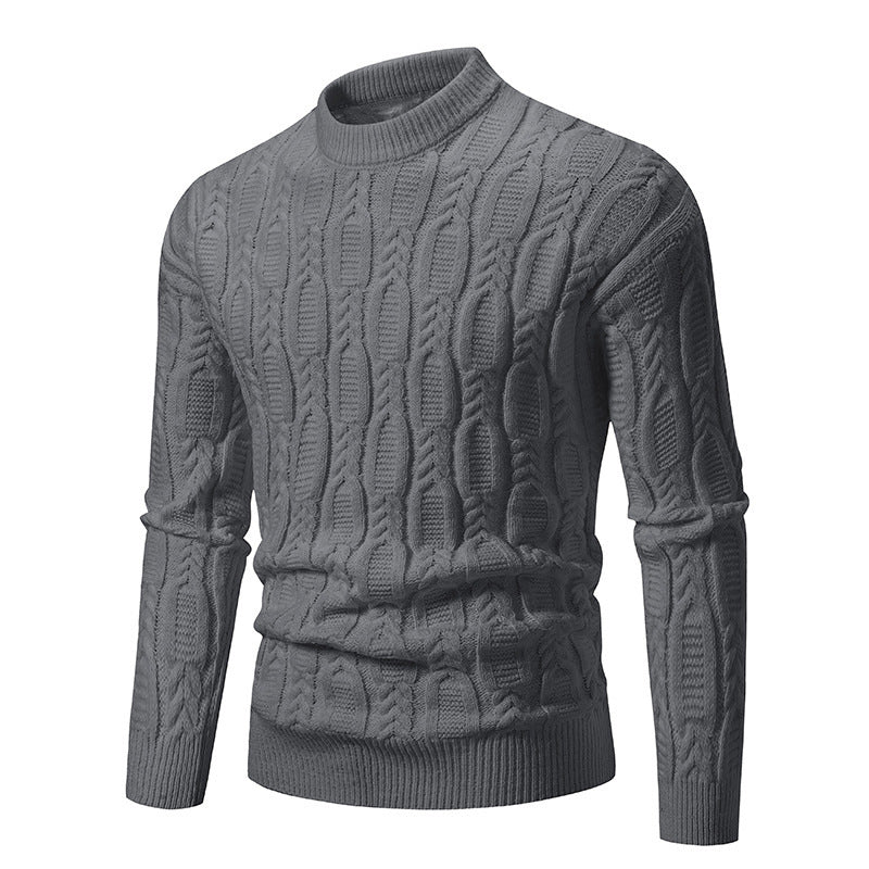 Men's fashionable turtleneck sweater with textured cable pattern Lisslune