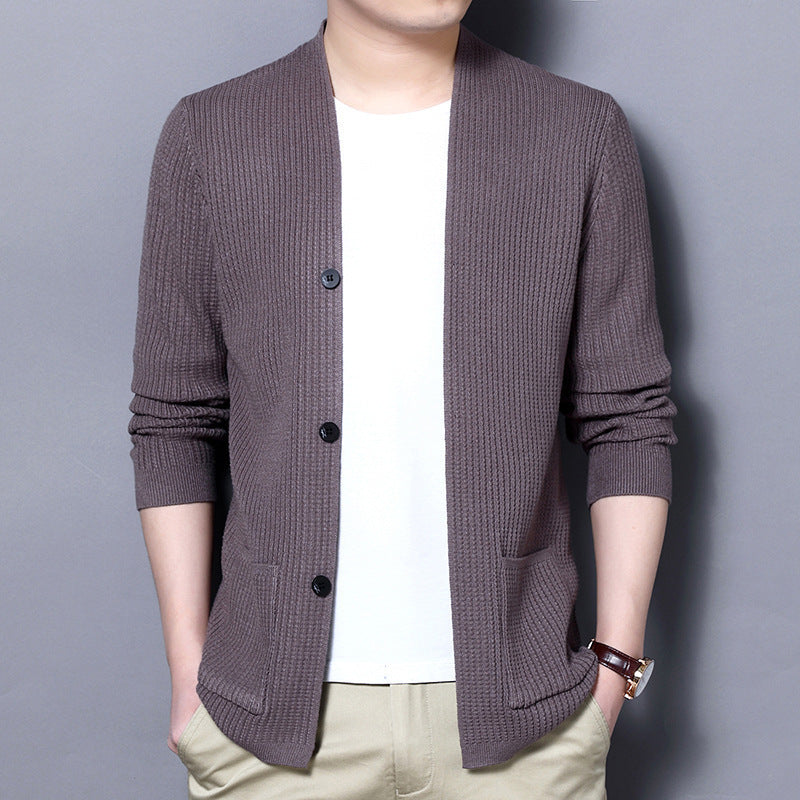 Men's Cardigan with Open Cut and Practical Pockets Lisslune