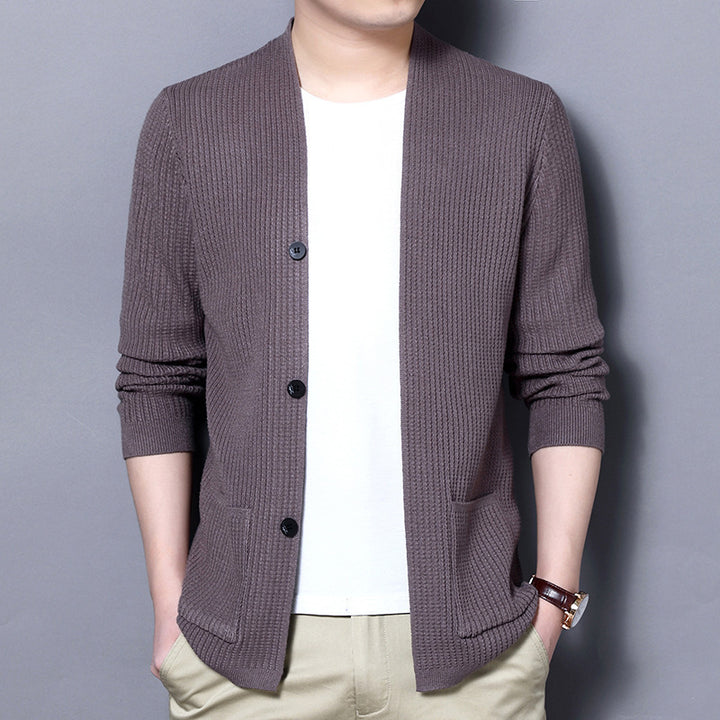 Men's Cardigan with Open Cut and Practical Pockets Lisslune