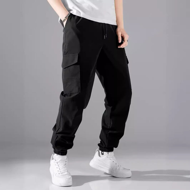 Men's cargo pants with elastic waistband and practical side pockets Lisslune