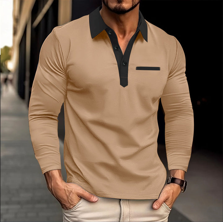 Men's Elegant Long Sleeve Shirt with Stylish Collar and Button Placket Lisslune