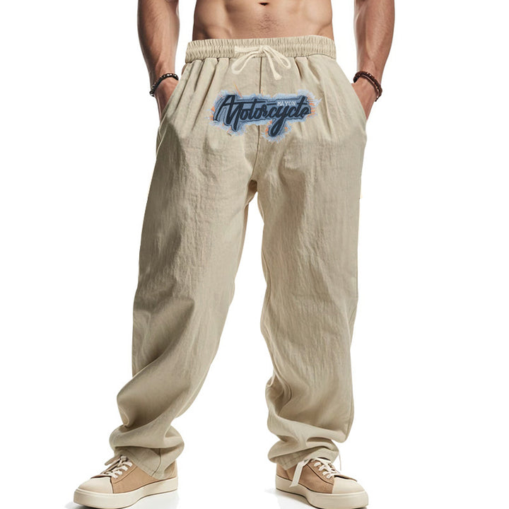 Men's Comfortable Leisure Pants with Elastic Waistband and Side Pockets Lisslune