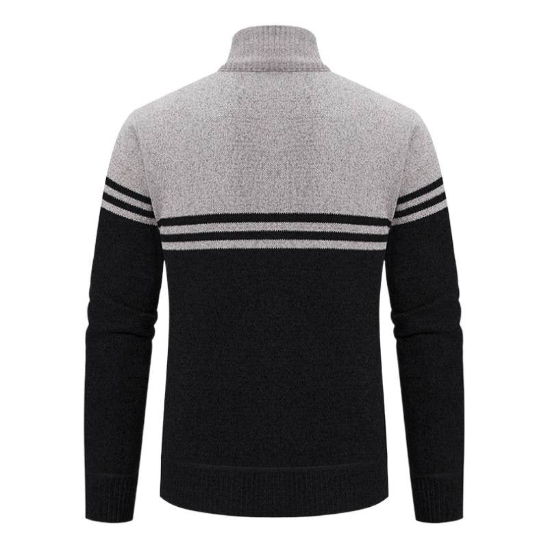 Men's sporty and fashionable zip-up cardigan with contrasting stripes Lisslune