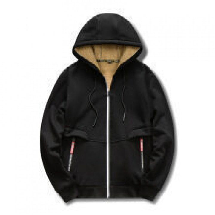 Men's Cuddly Fleece Jacket with Hood and Pockets Lisslune