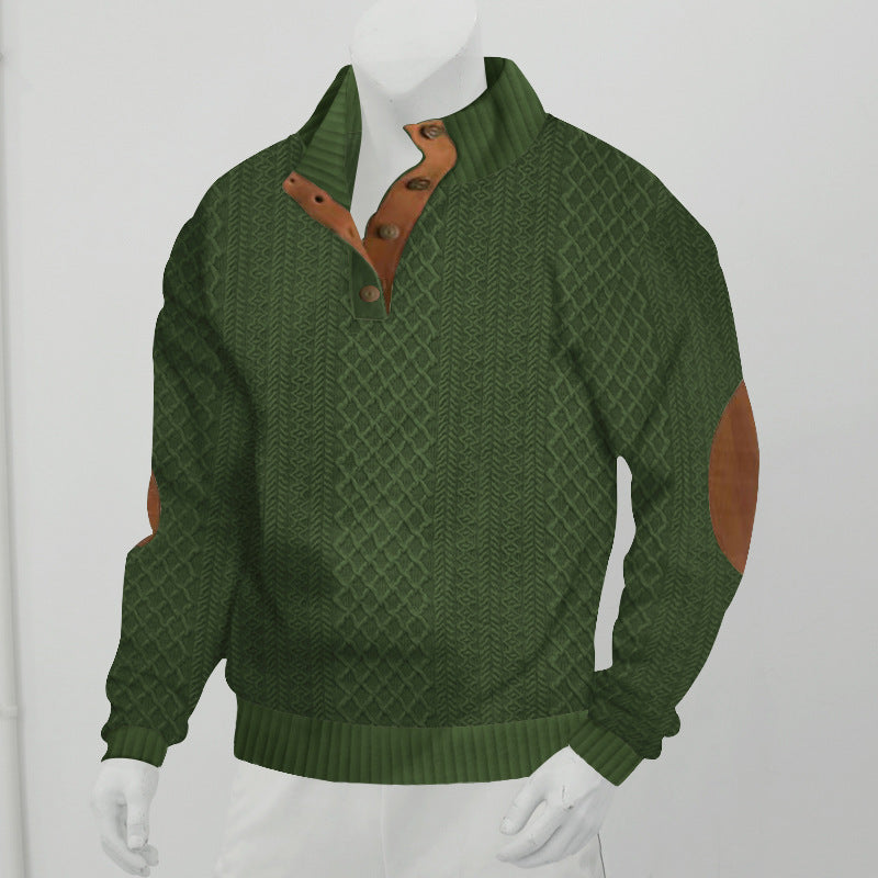 Men's sweatshirt with textured knit pattern and leather details Lisslune