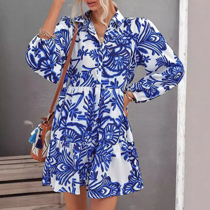 Women's casual shirt dress with voluminous sleeves and full button closure Lisslune