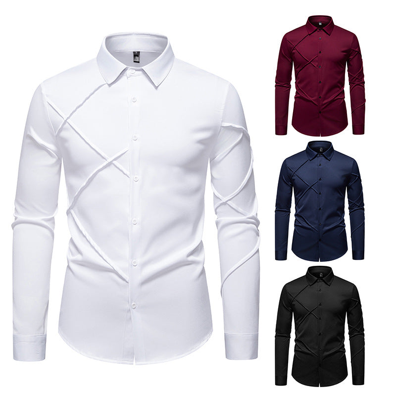 Men's long sleeve shirt with asymmetric design Lisslune