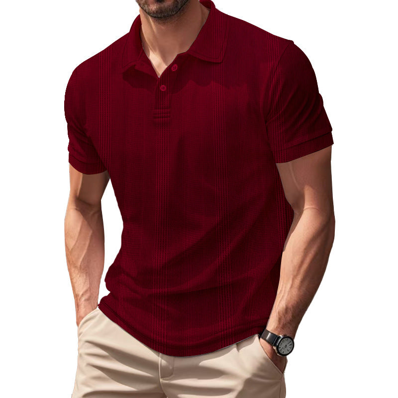 Men's stylish short-sleeve polo shirt with textured surface Lisslune
