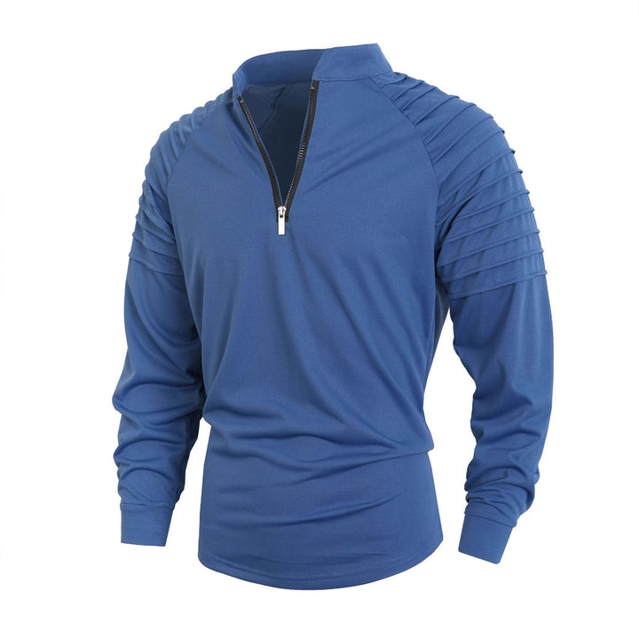 Men's long sleeve shirt with modern stand-up collar and zipper Lisslune