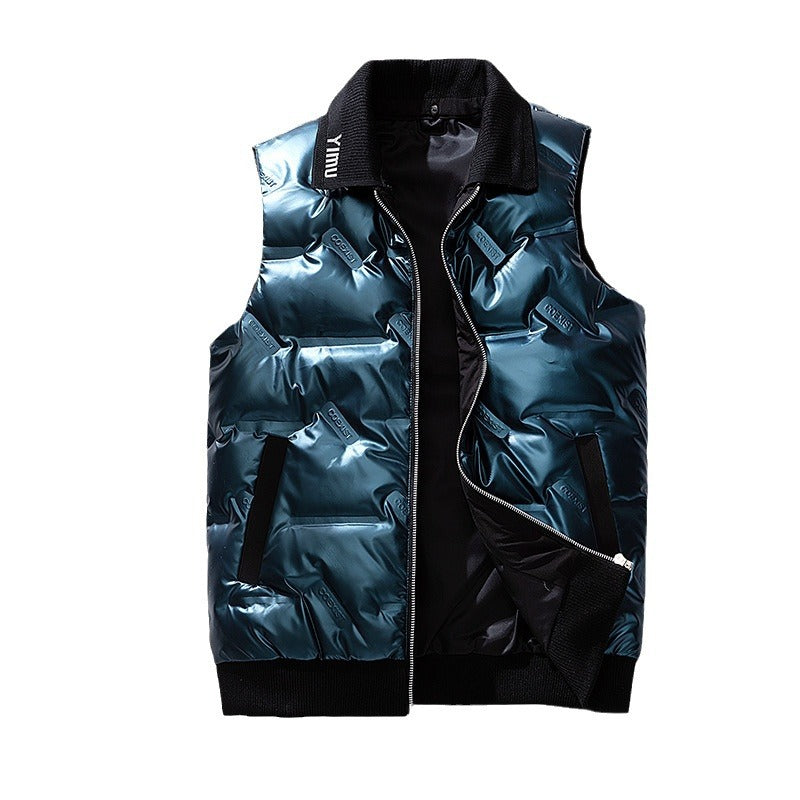 Men's Padded Quilted Vest with Shiny Lining and Practical Pockets Lisslune