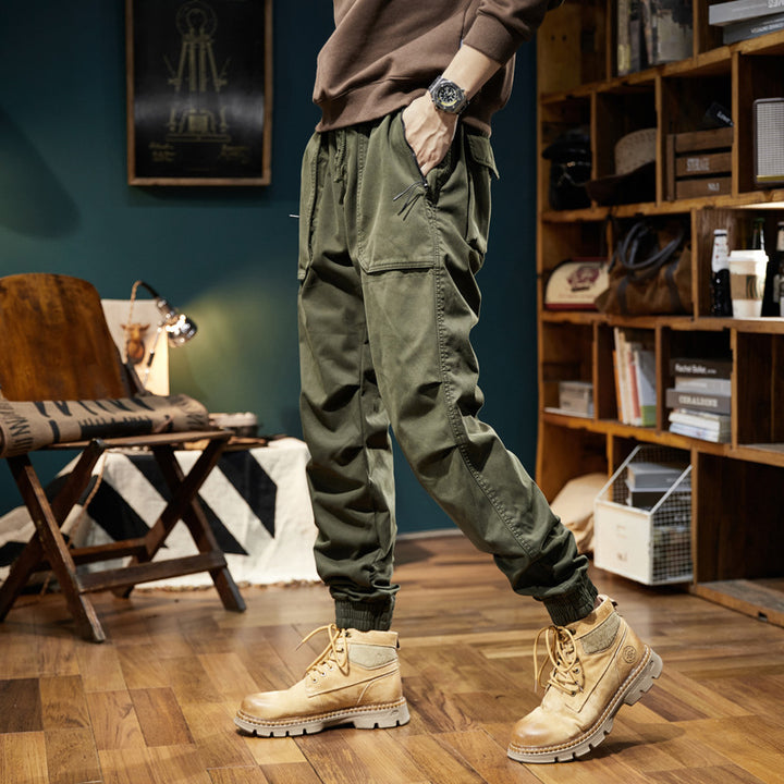 Men's Cargo Pants with Elastic Waistband and Practical Side Pockets Lisslune