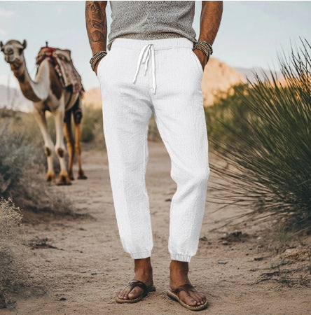 Men's casual travel cargo pants with elastic waistband and practical pockets Lisslune
