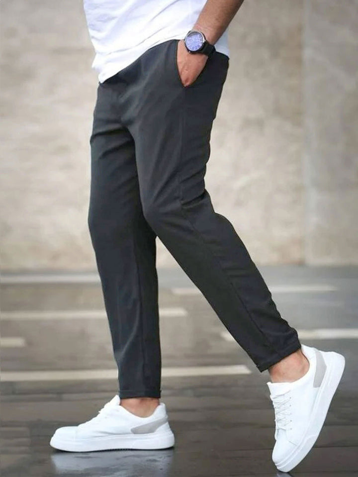 Men's Casual Chino Pants with Elastic Waistband Lisslune
