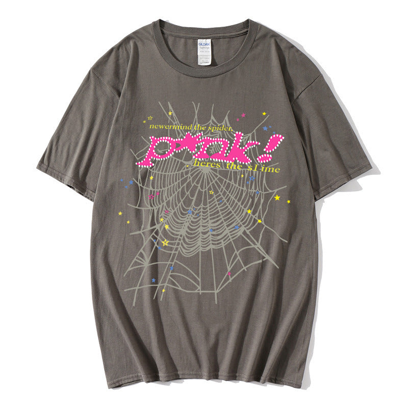 Women's casual T-shirt with creative spider web design Lisslune