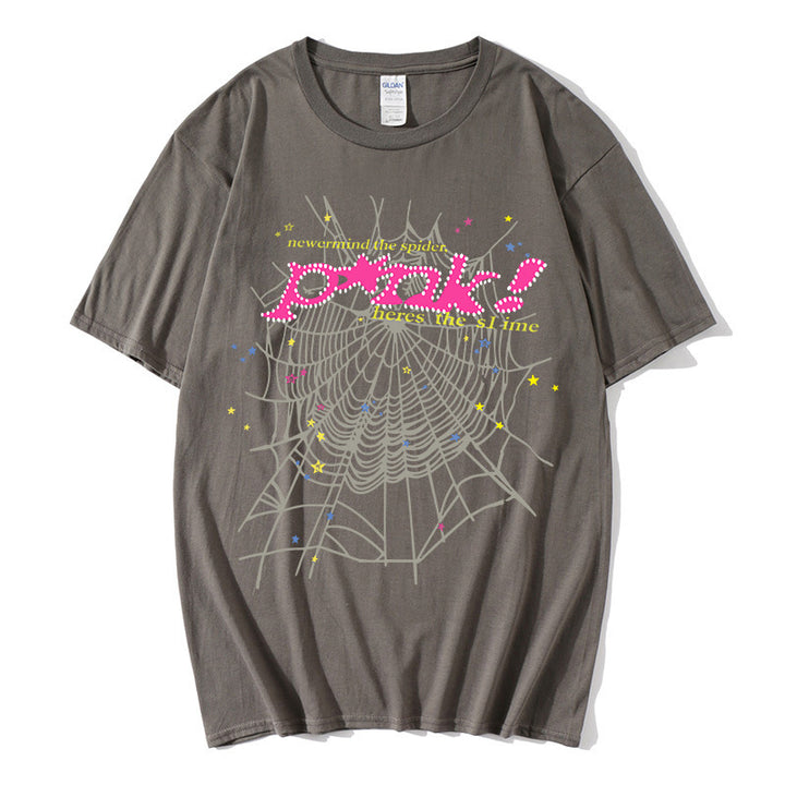 Women's casual T-shirt with creative spider web design Lisslune