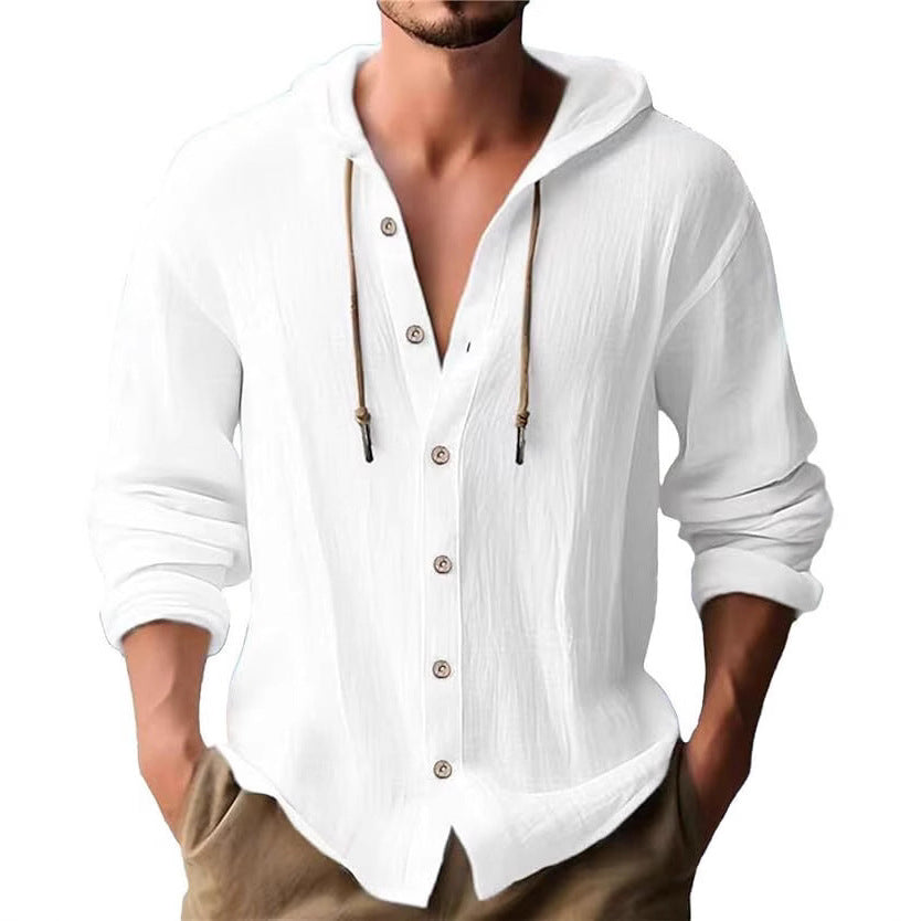 Men's hoodie shirt with button placket and casual fit Lisslune
