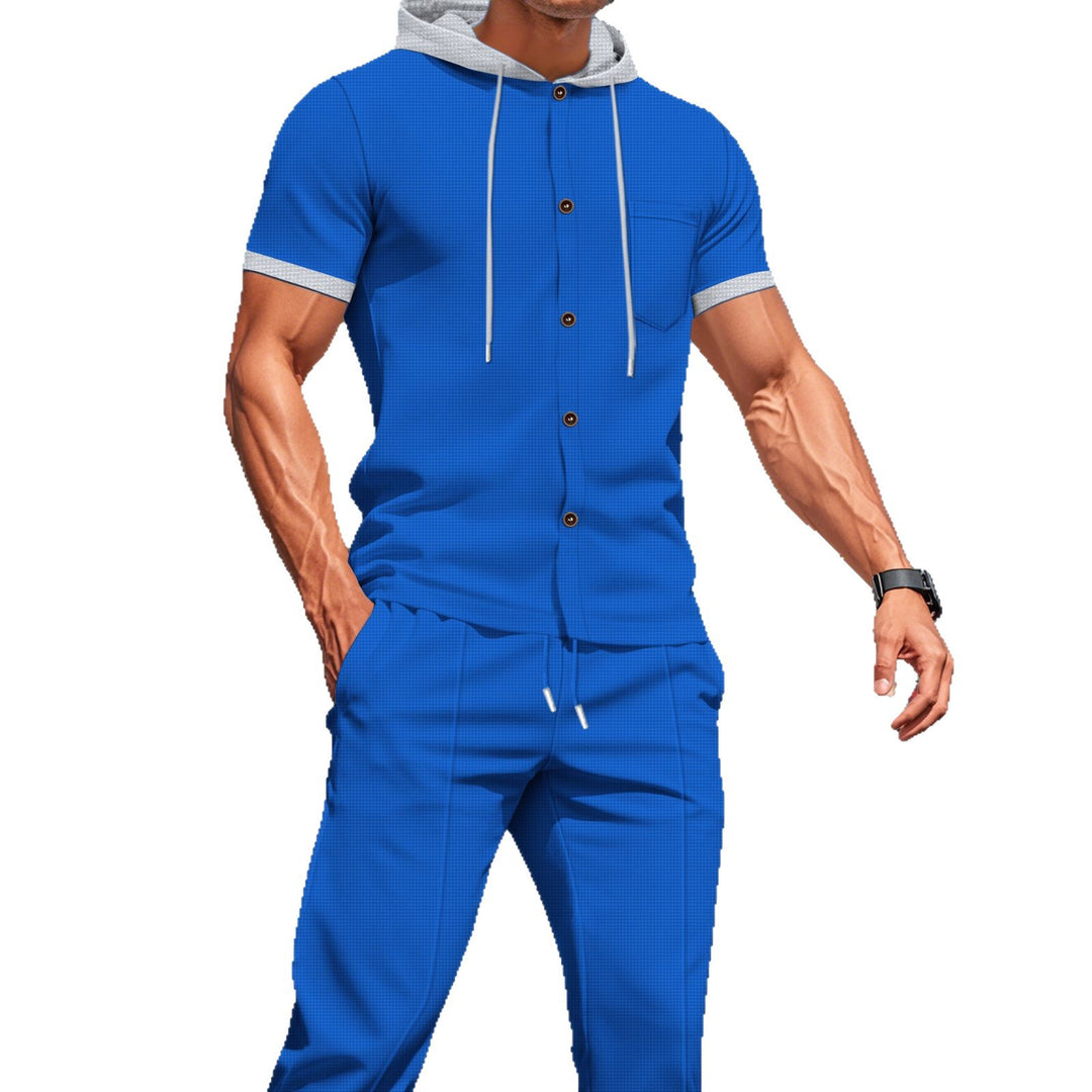 Men's Casual Shirt and Pants Set with Innovative Hooded Design Lisslune