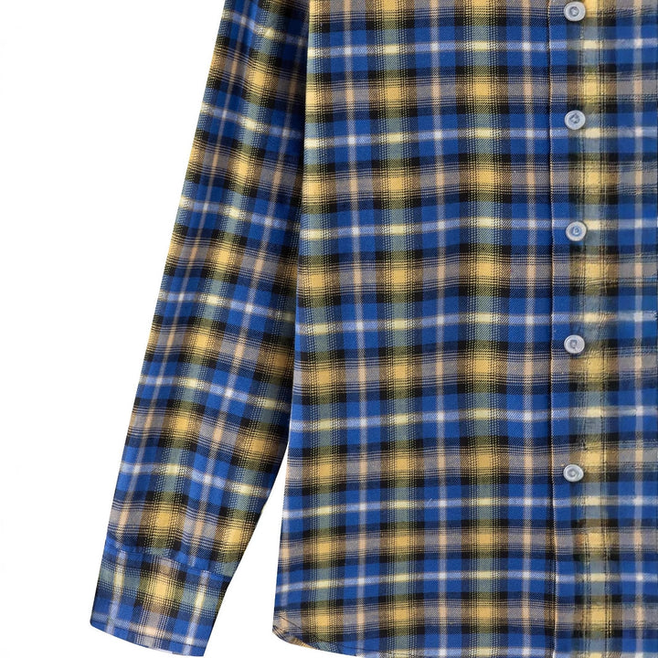 Men's Casual Long Sleeve Shirt in Modern Check Pattern Lisslune
