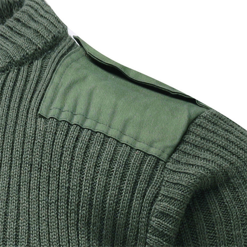 Men's knit sweater with V-neck and decorative shoulder details Lisslune