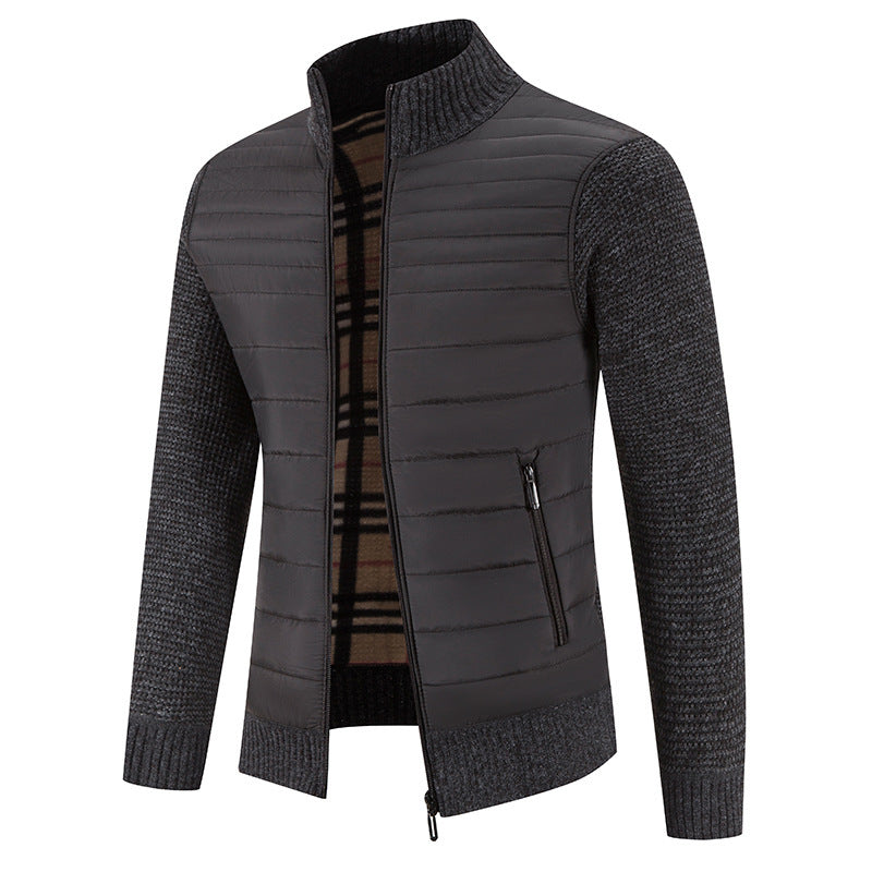 Men's quilted jacket with modern knit sleeves and high collar Lisslune
