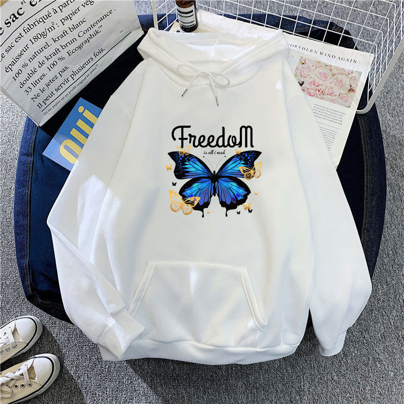 Ladies hooded sweatshirt with artistic butterfly design Lisslune