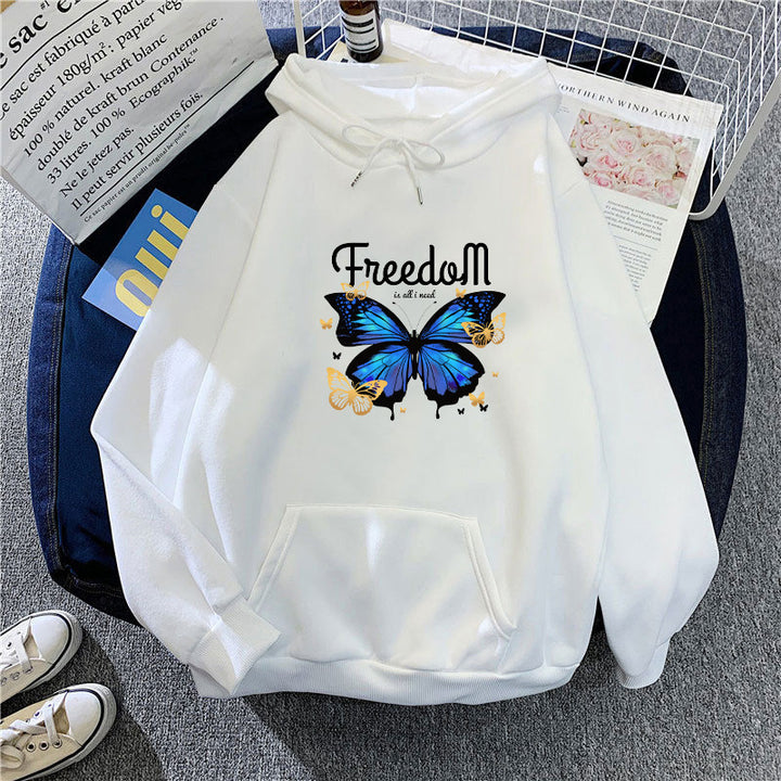 Ladies hooded sweatshirt with artistic butterfly design Lisslune