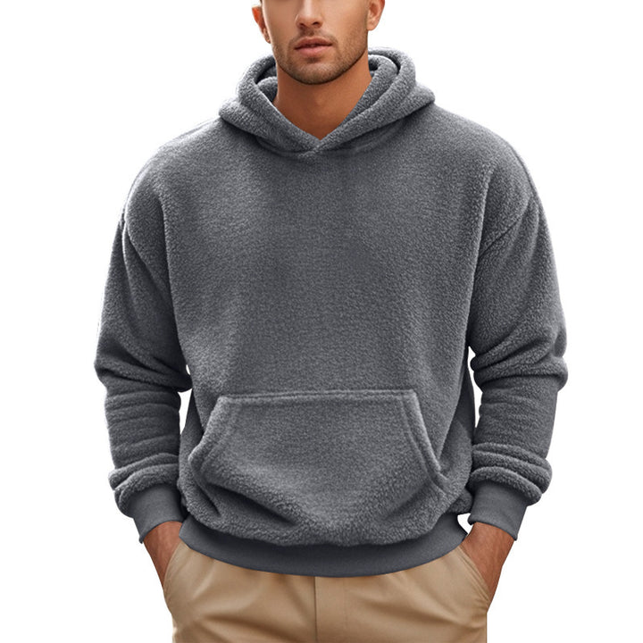 Men's cozy fleece hoodie with practical pockets and elastic cuffs Lisslune