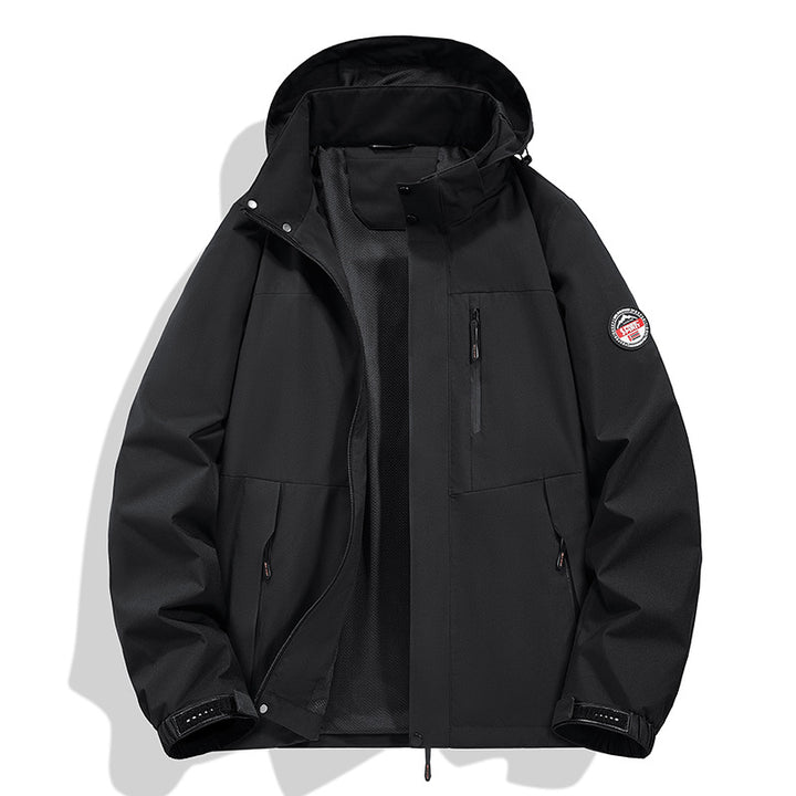 Men's Weatherproof Outdoor Jacket with Multifunctional Pockets and Adjustable Hood Collar Lisslune