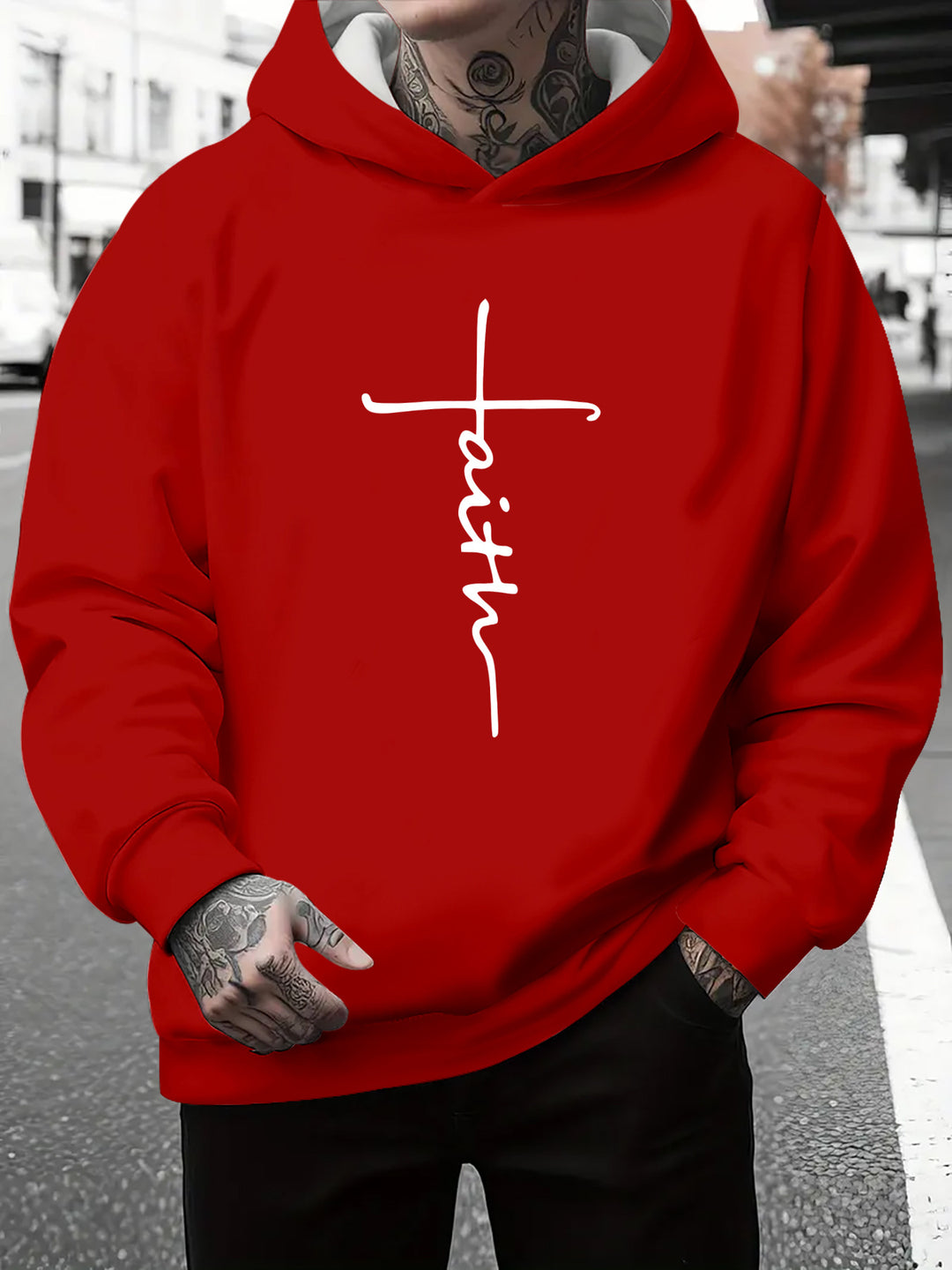 Men's hoodie with subtle gradient look and inspiring lettering Lisslune