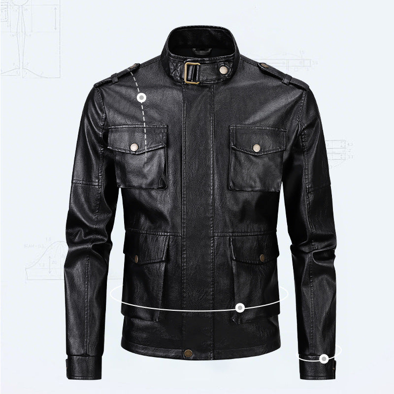 Men's Synthetic Leather Jacket Lisslune