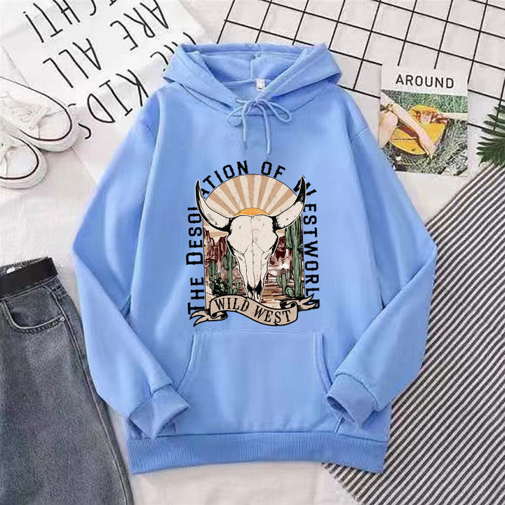Ladies hoodie with nostalgic Wild West design Lisslune
