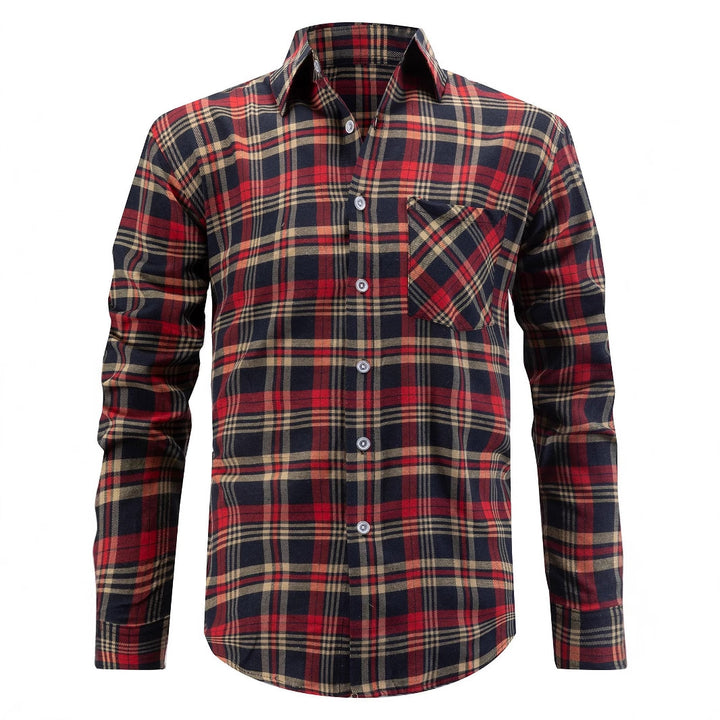 Men's checked long sleeve shirt with chest pocket made of soft cotton Lisslune