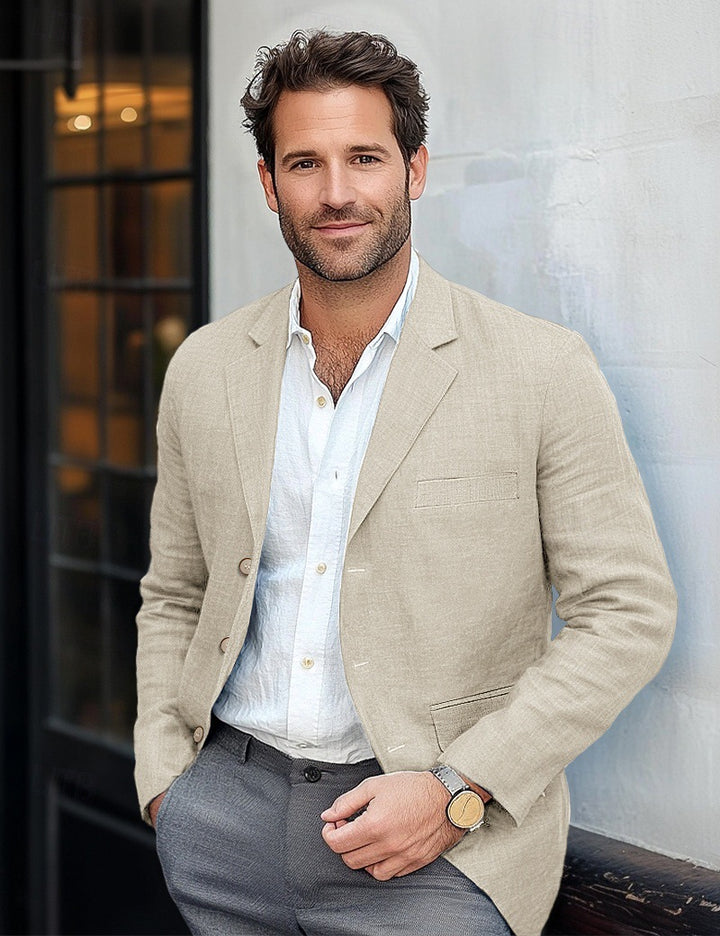 Men's Casual Linen Blazer Lisslune
